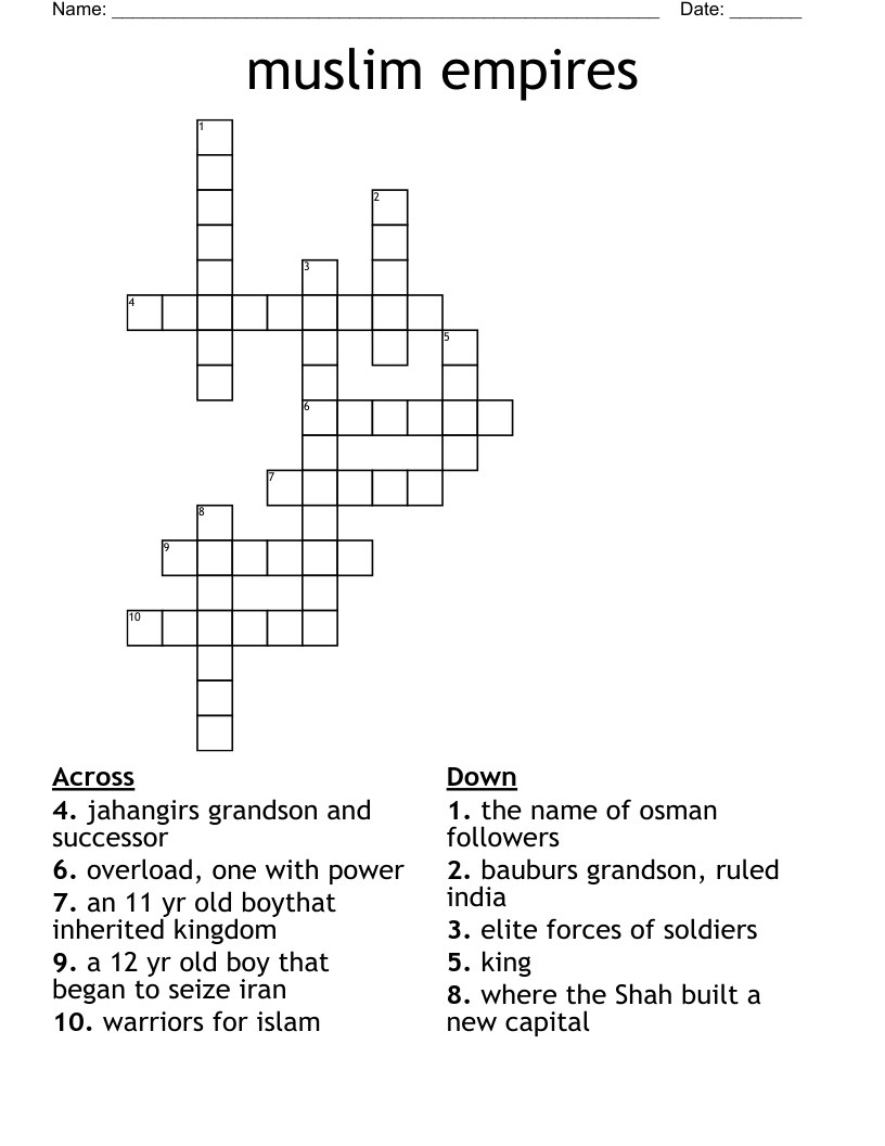 muslim empires Crossword