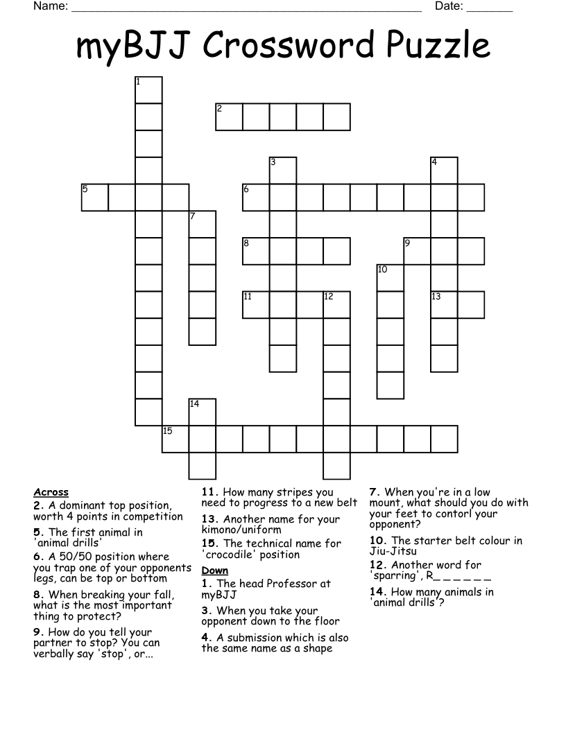 myBJJ Crossword Puzzle