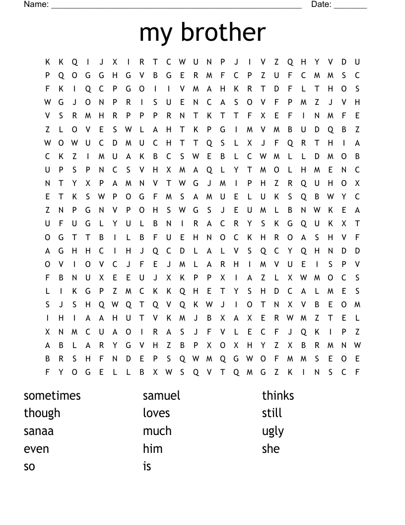 my brother Word Search