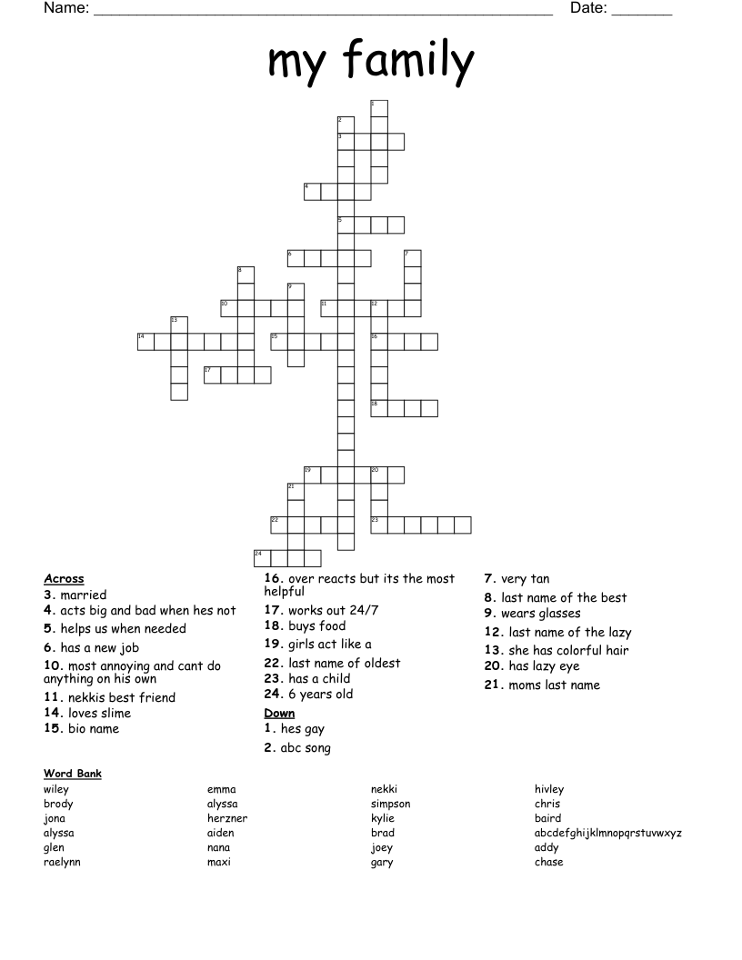 my family Crossword