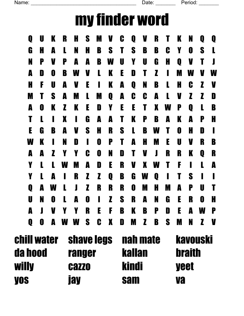 my finder word Word Search