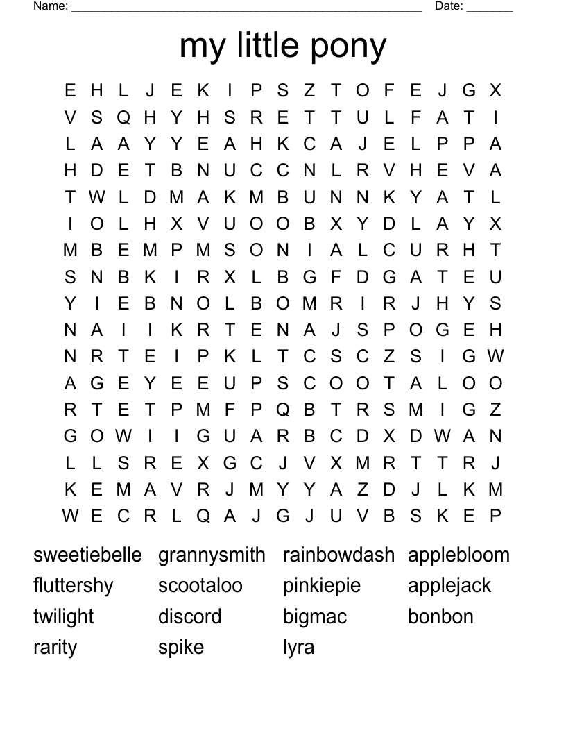 my little pony Word Search