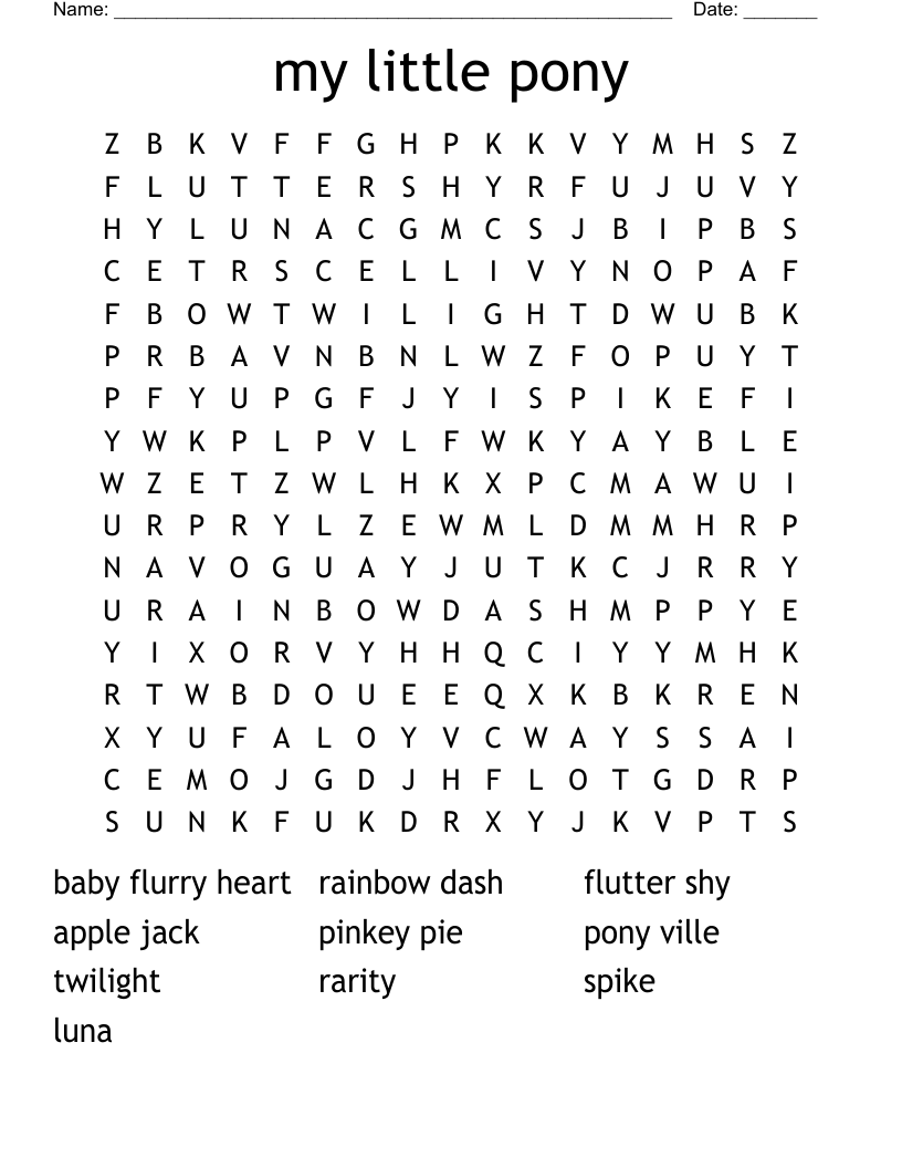 my little pony Word Search