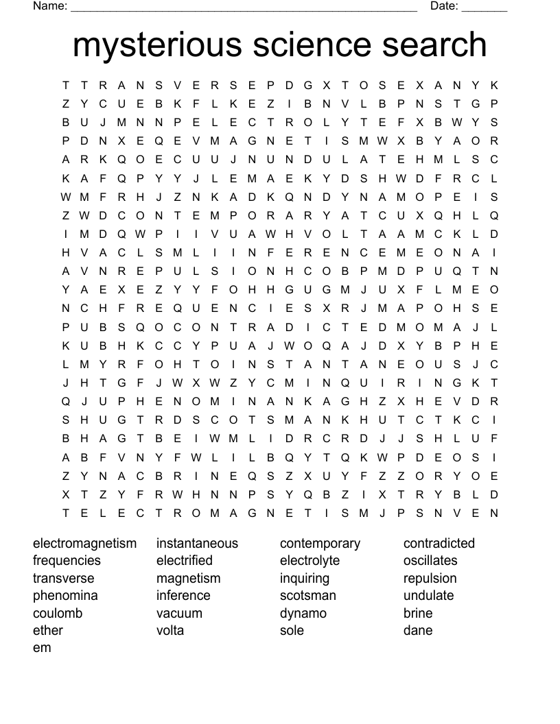 mysterious science search Word Search