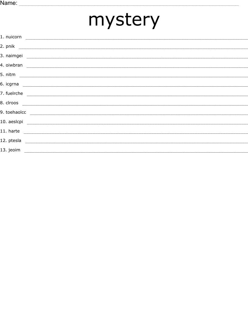 mystery Word Scramble
