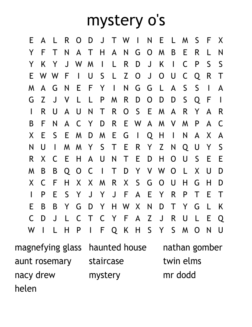 mystery o's Word Search