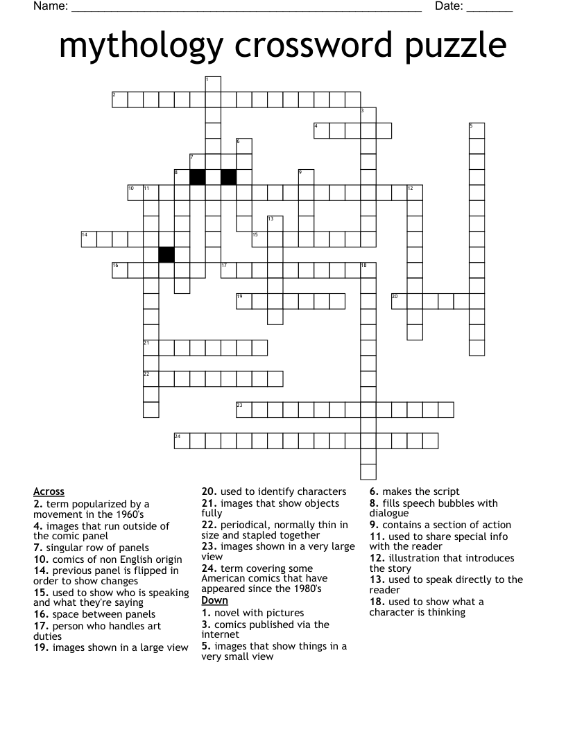 mythology crossword puzzle