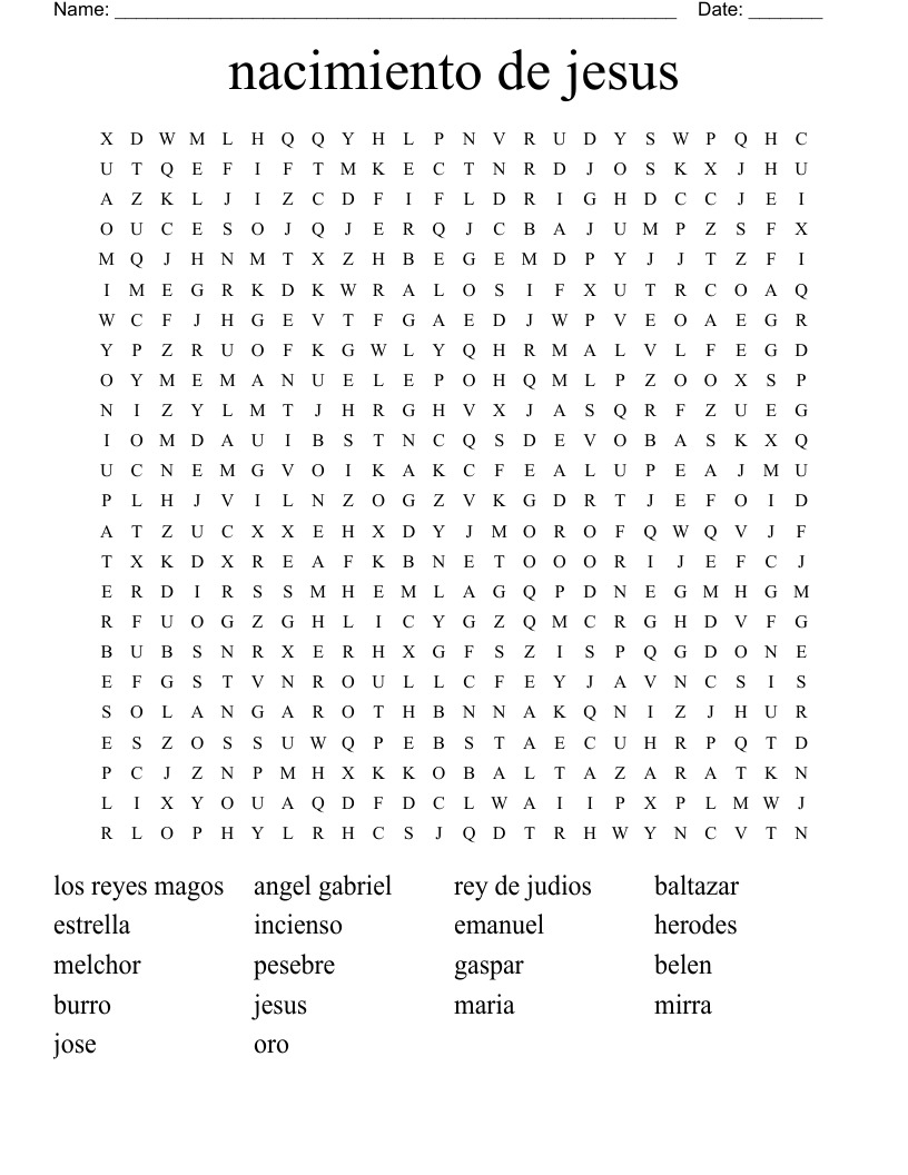 nacimiento de jesus Word Search