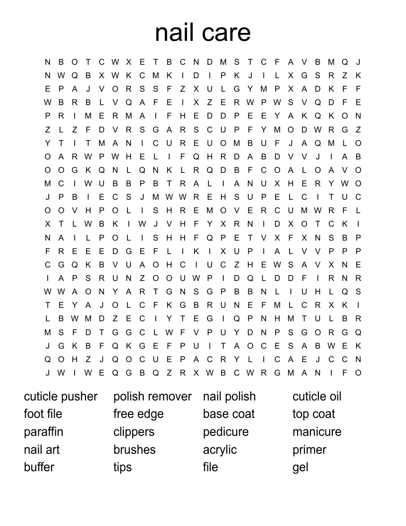 nail care Word Search