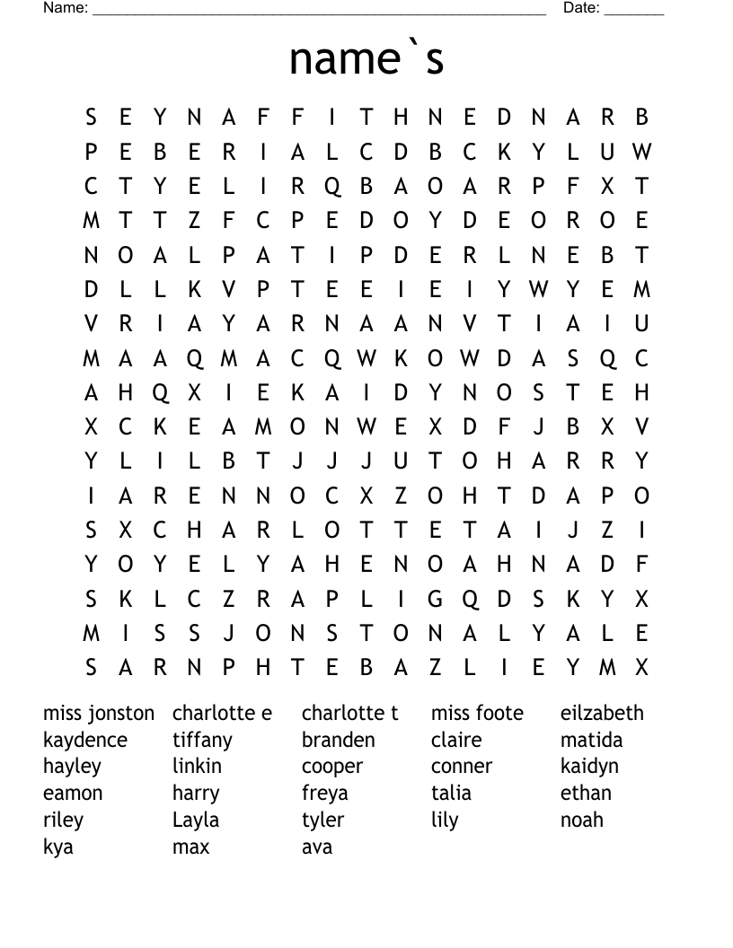 name`s Word Search