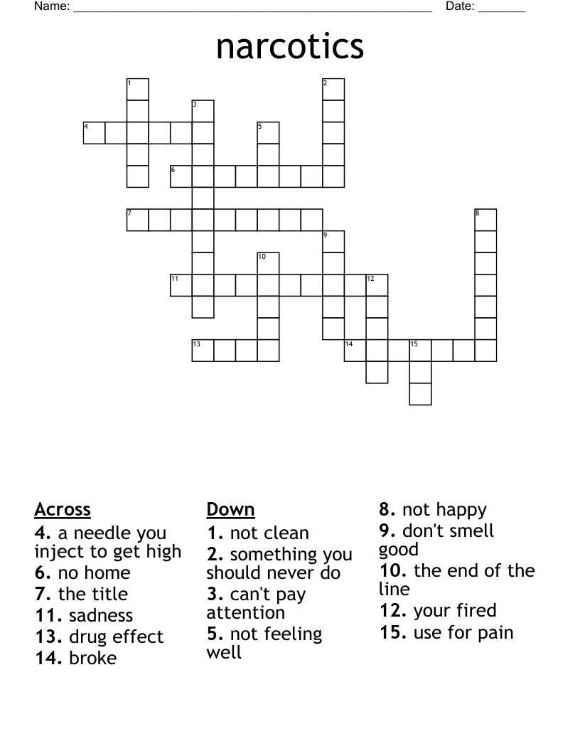 narcotics Crossword