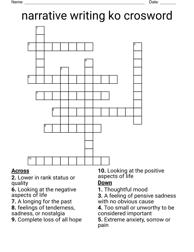 narrative writing ko crosword  Crossword