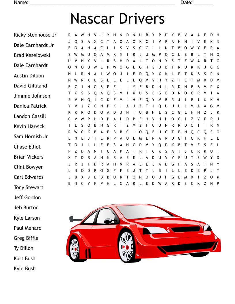 Nascar Drivers  Word Search