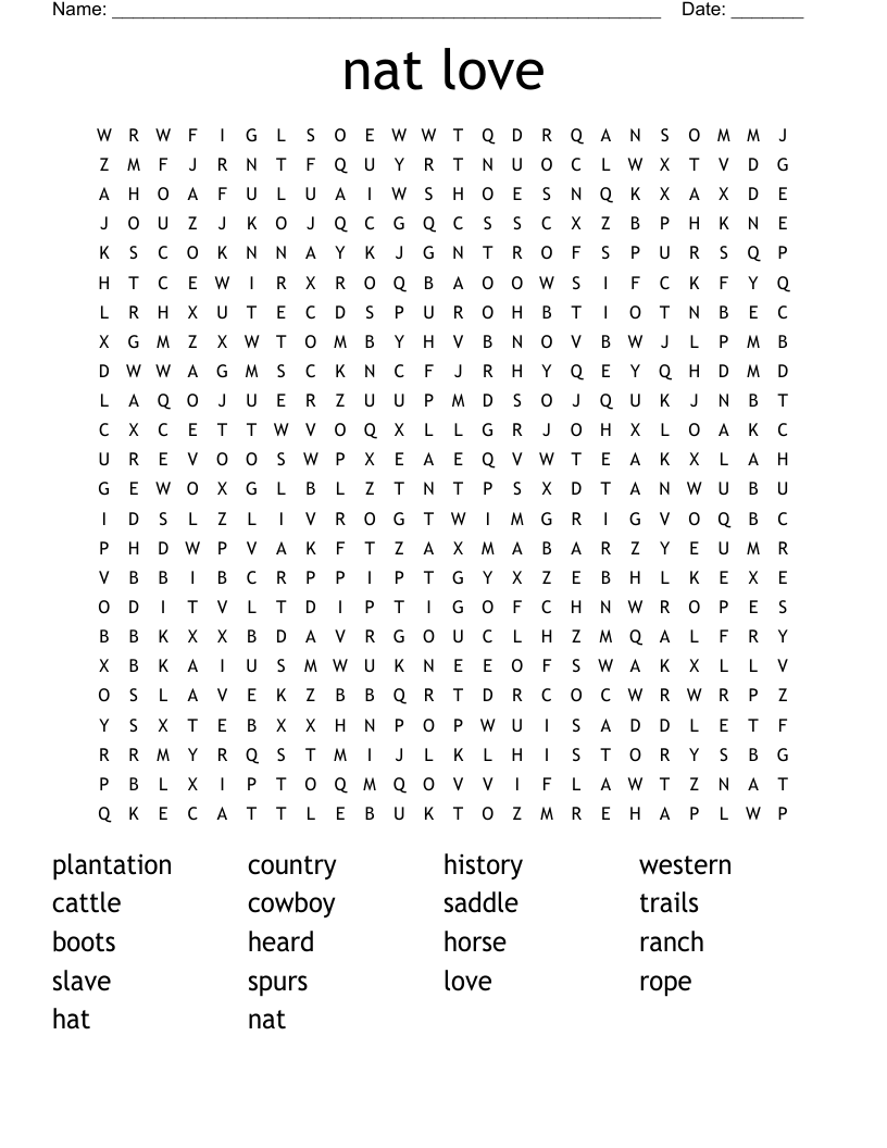 nat love Word Search