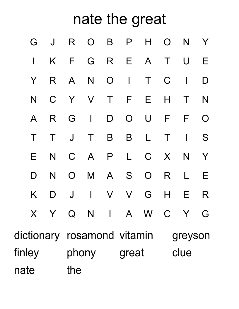 nate the great Word Search