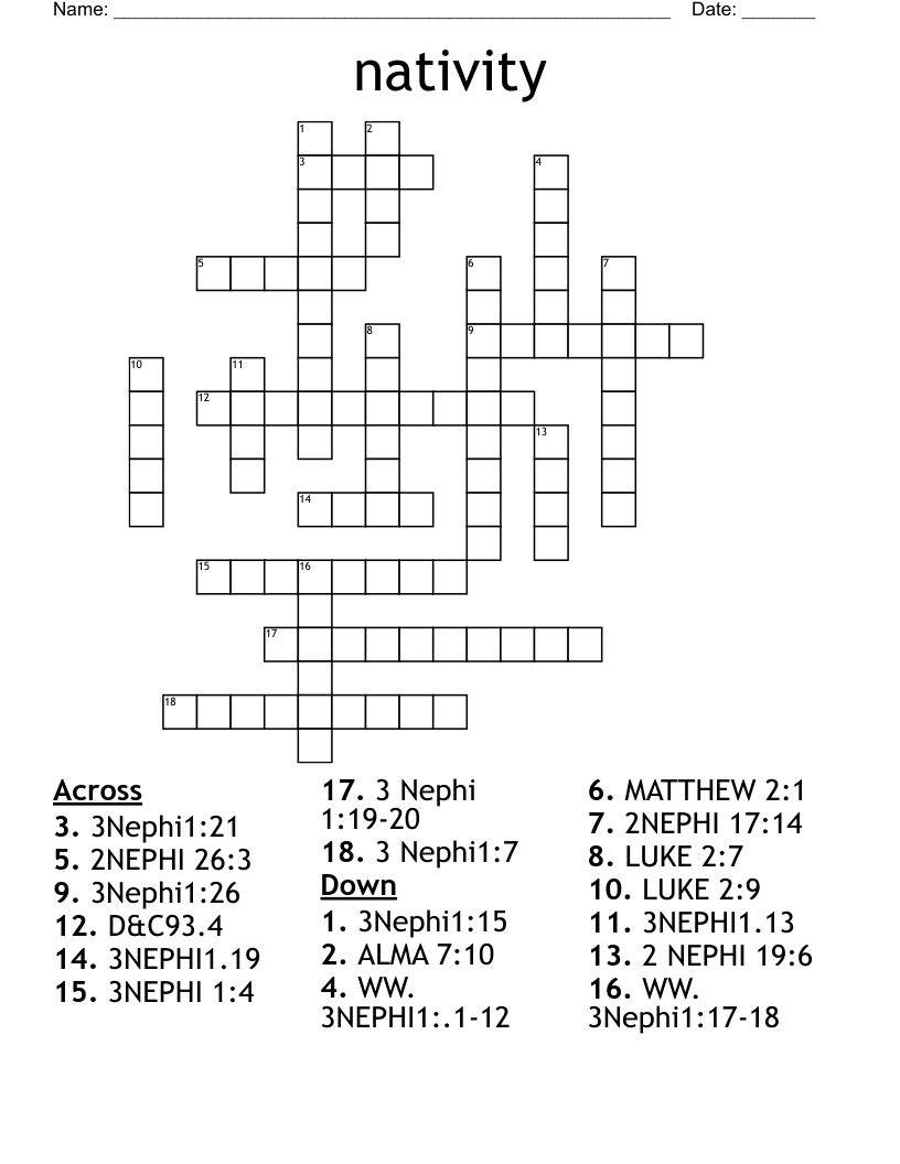 nativity Crossword