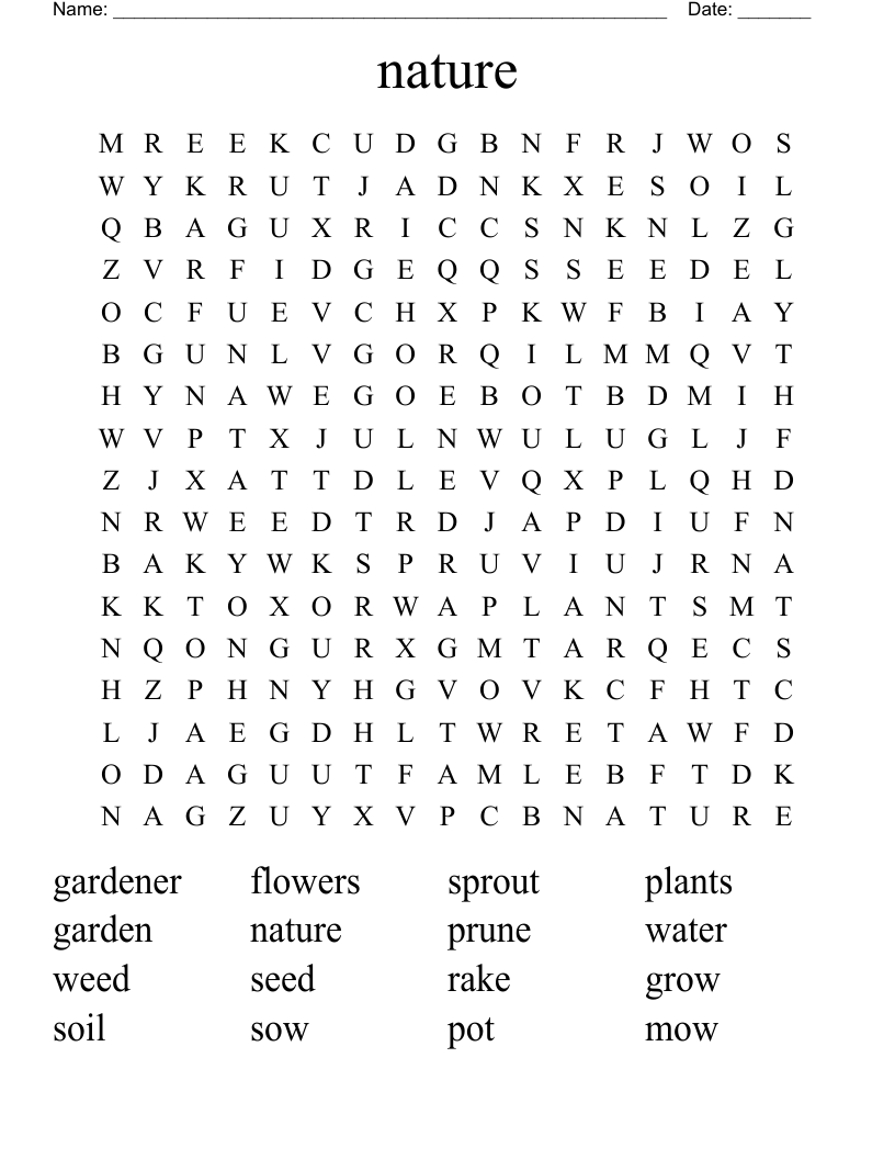 nature Word Search