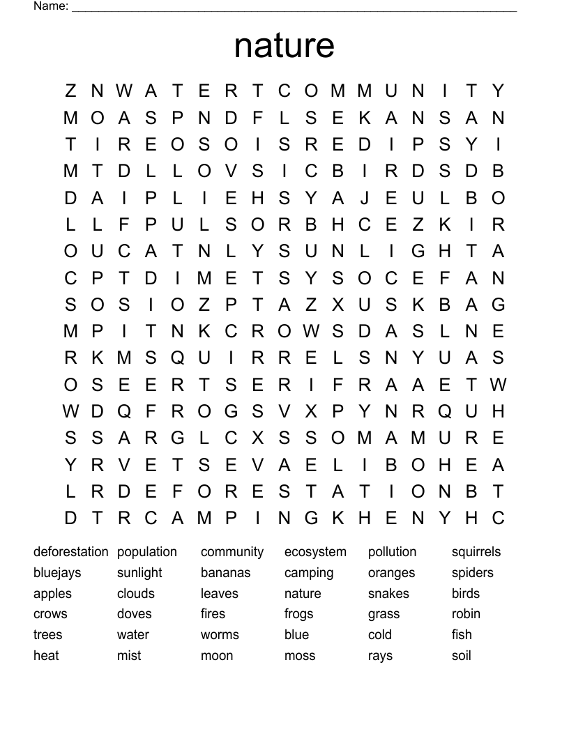 nature Word Search