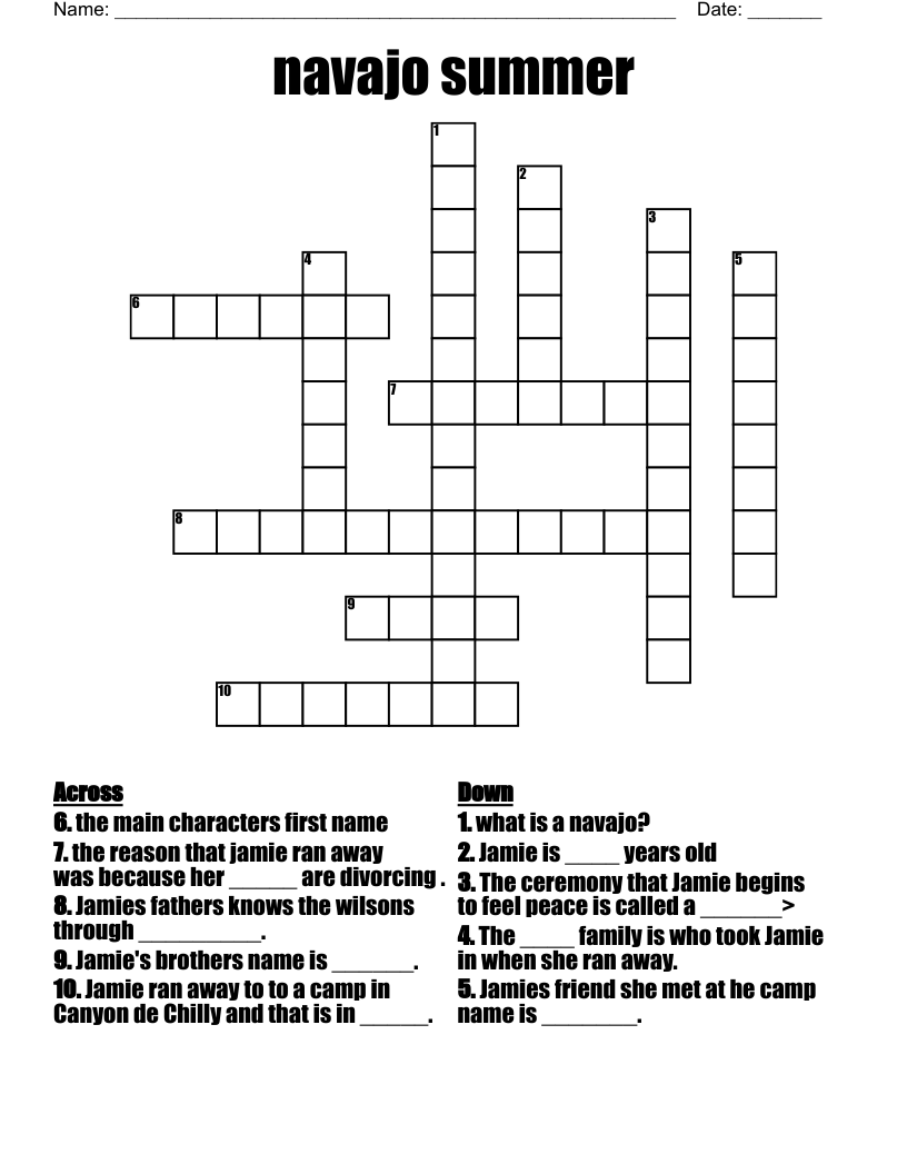 navajo summer Crossword