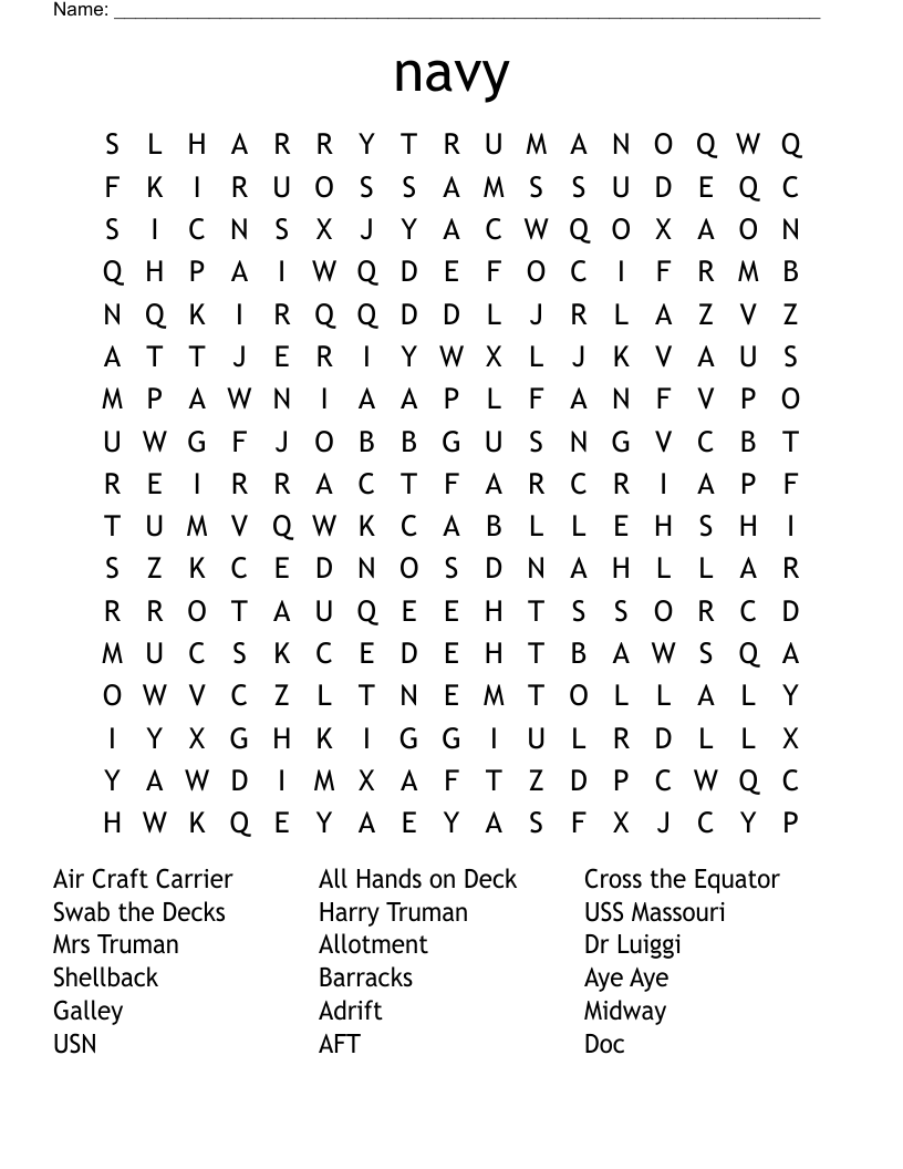 navy Word Search