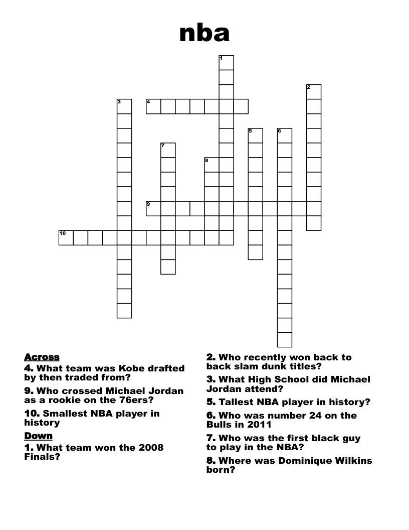 nba Crossword