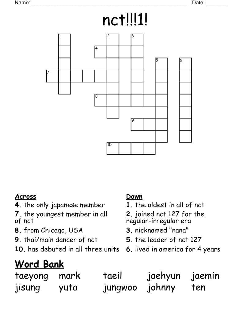 nct!!!1! Crossword