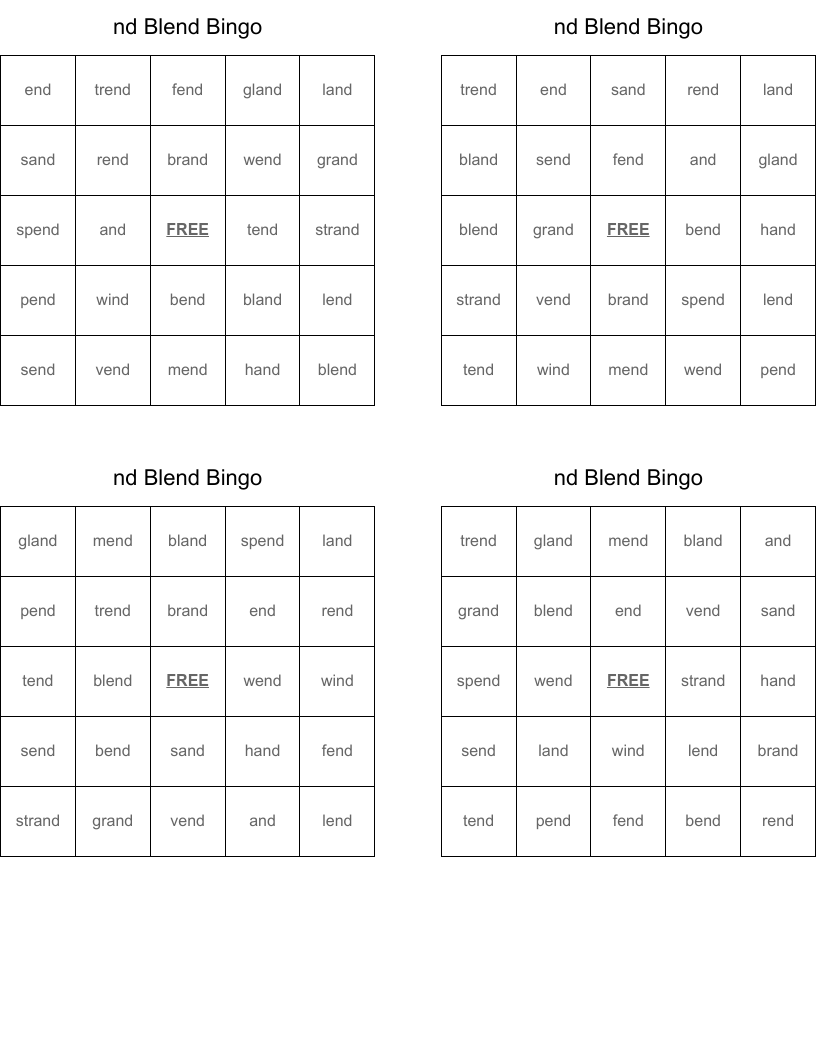 nd Blend Bingo