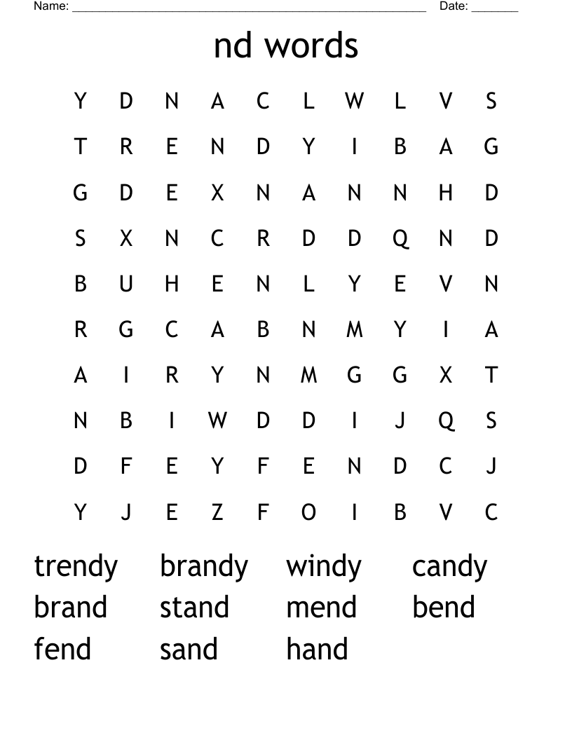nd words Word Search