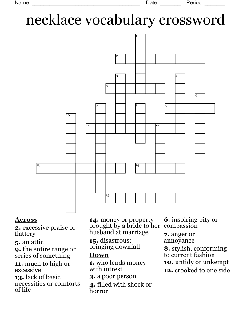 necklace vocabulary crossword