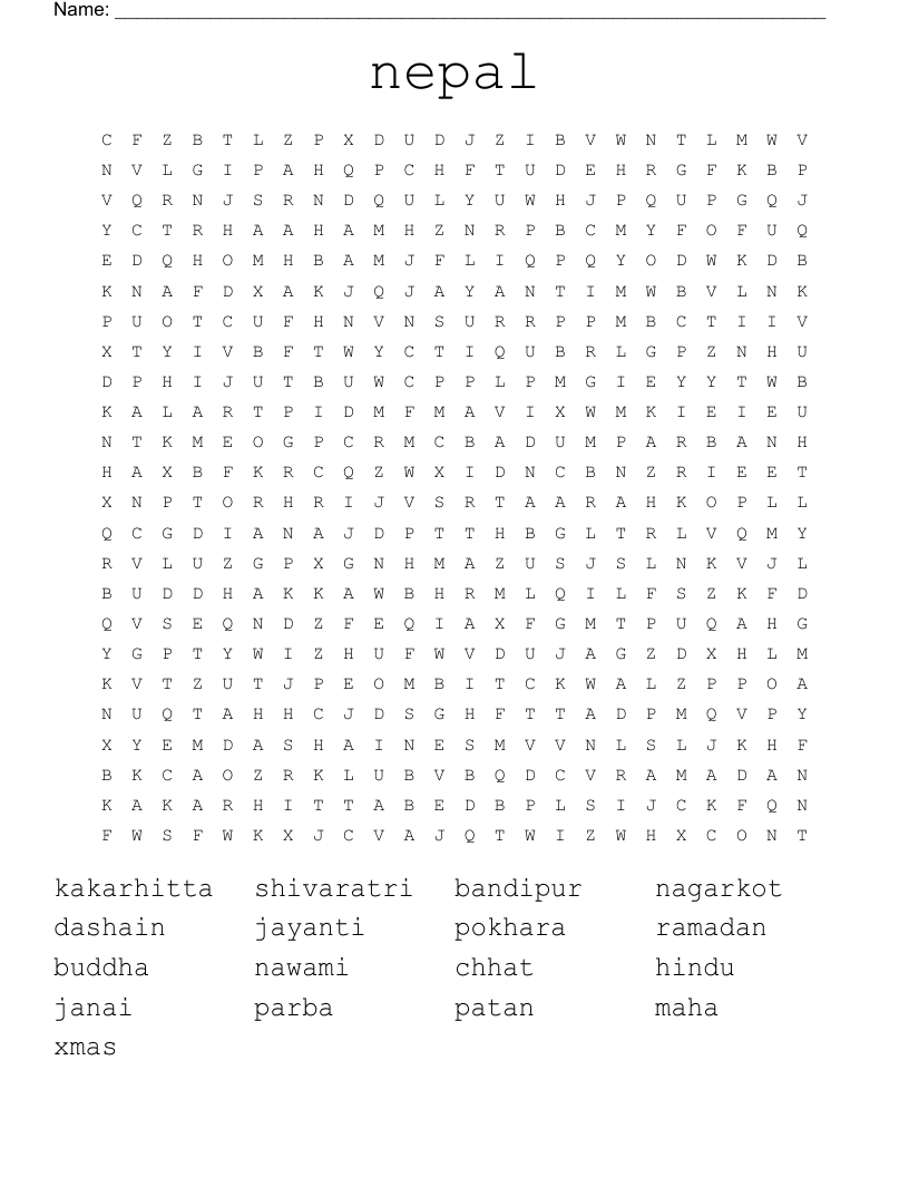 nepal Word Search
