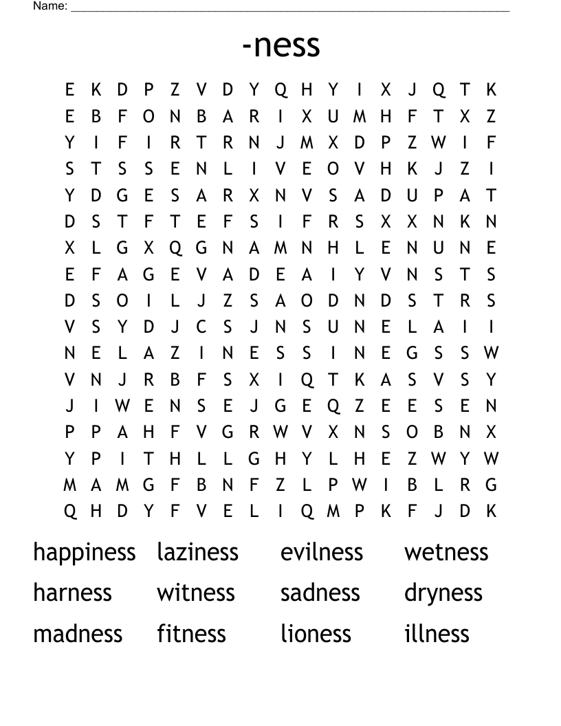 -ness Word Search