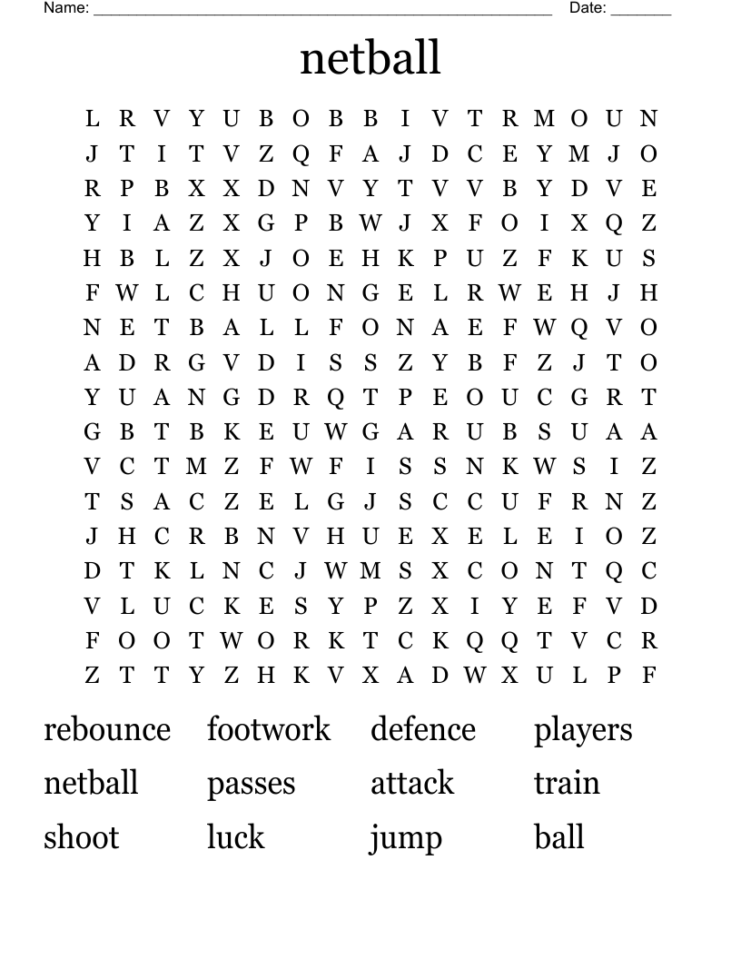 netball Word Search