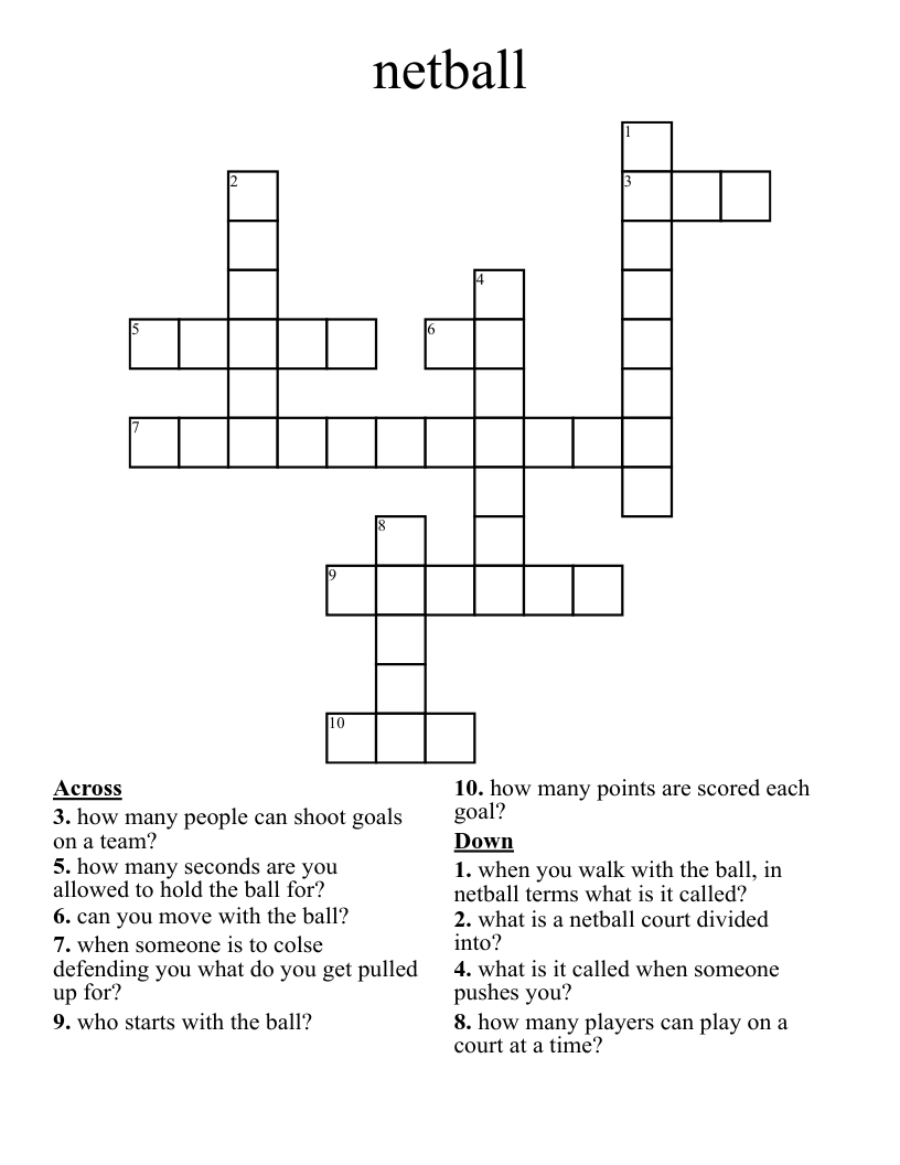 netball Crossword