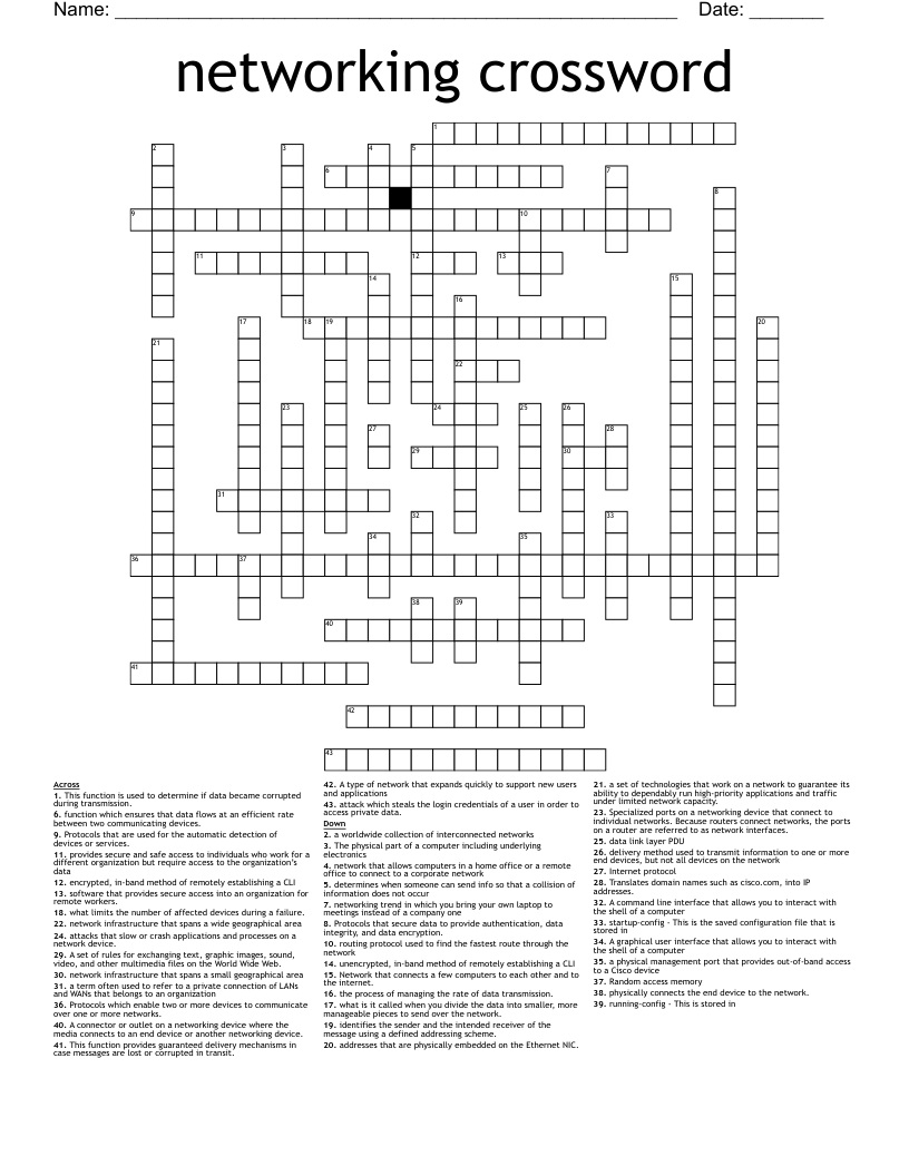 networking crossword