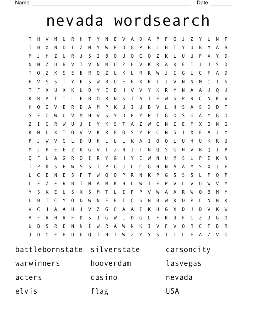 nevada wordsearch