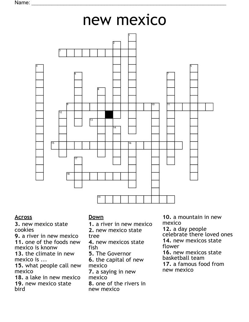new mexico Crossword
