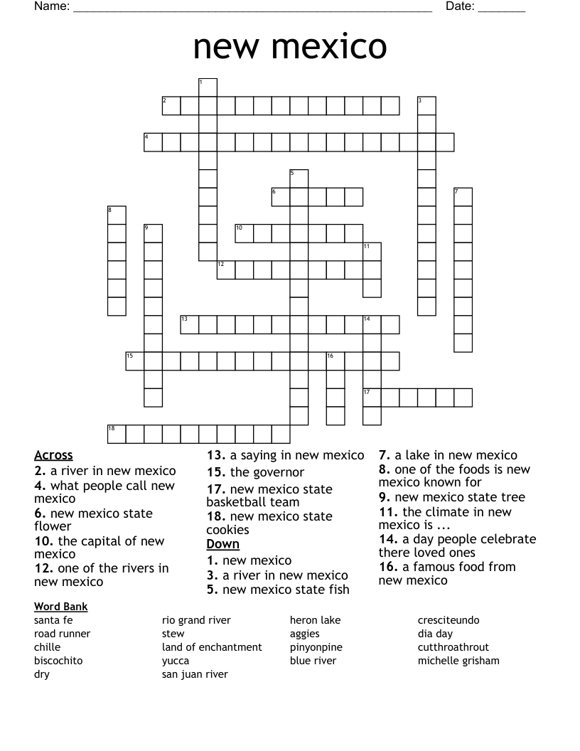 new mexico Crossword