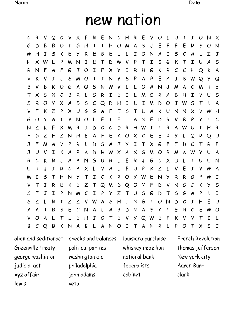 new nation  Word Search