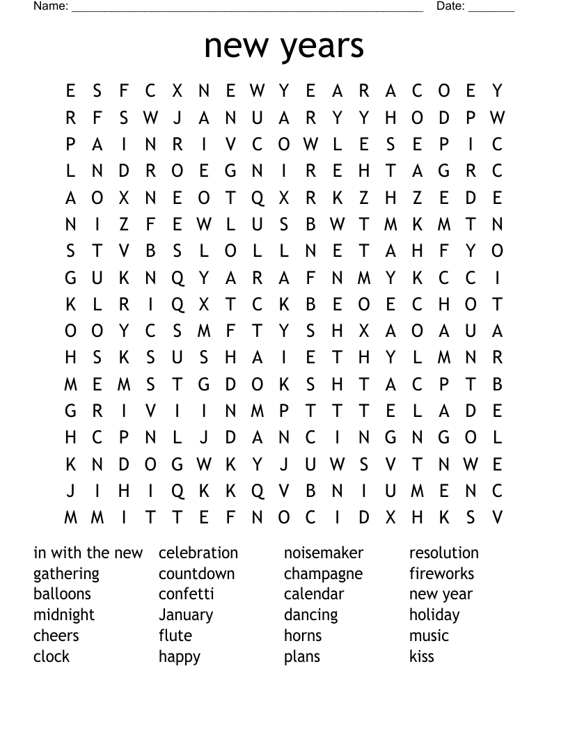 new years  Word Search