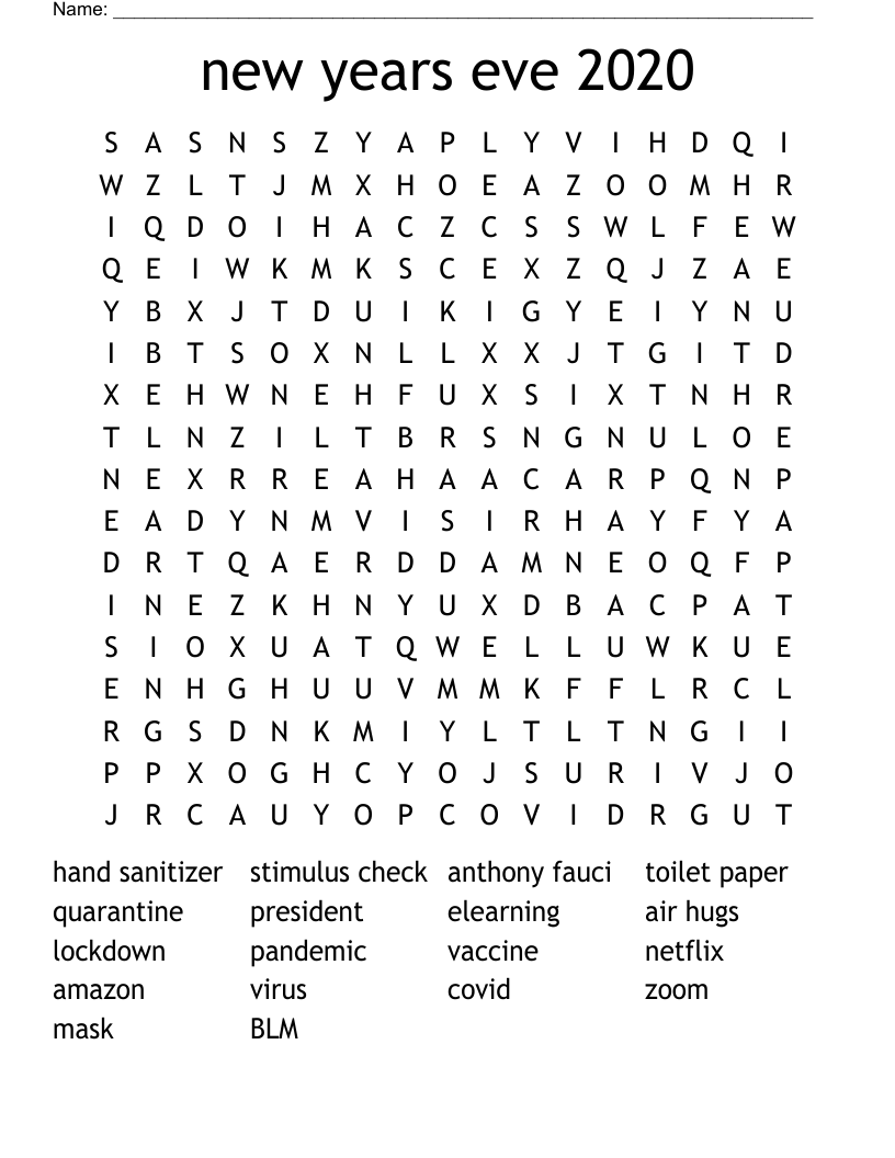 new years eve 2020 Word Search