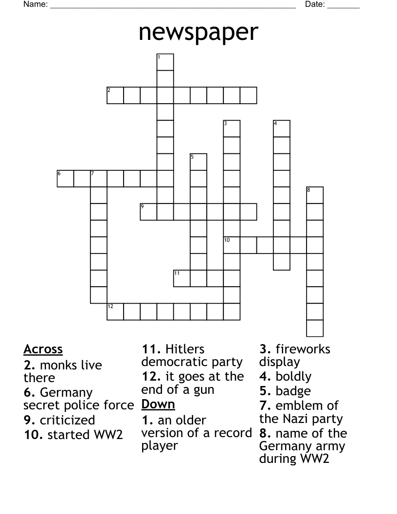 newspaper Crossword