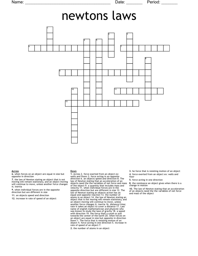 newtons laws Crossword
