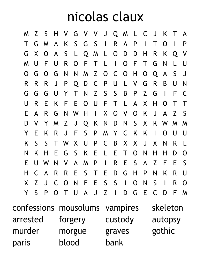 nicolas claux  Word Search