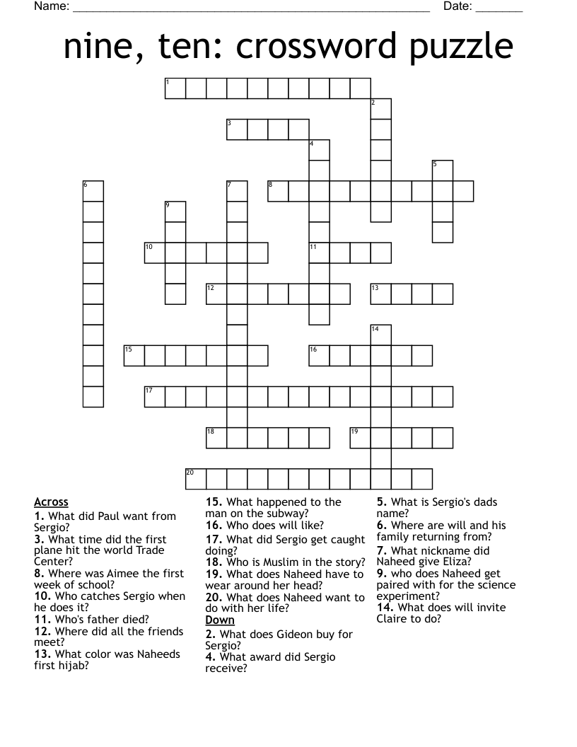 nine, ten: crossword puzzle