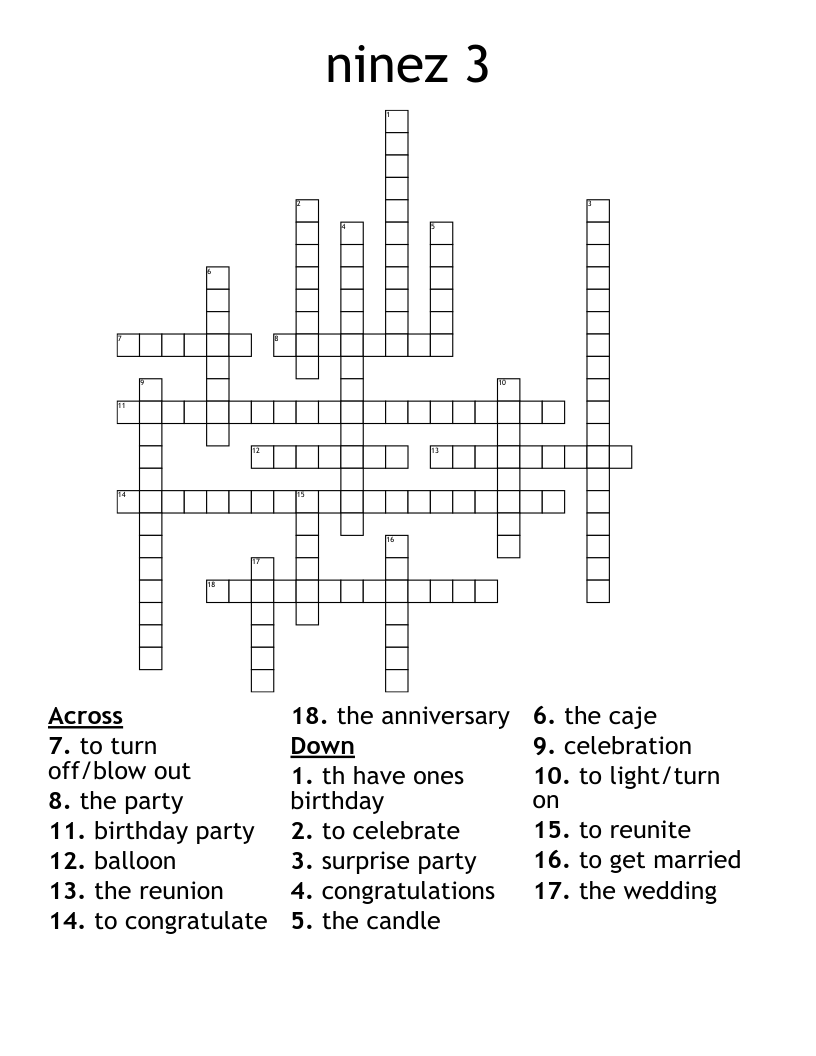 ninez 3 Crossword