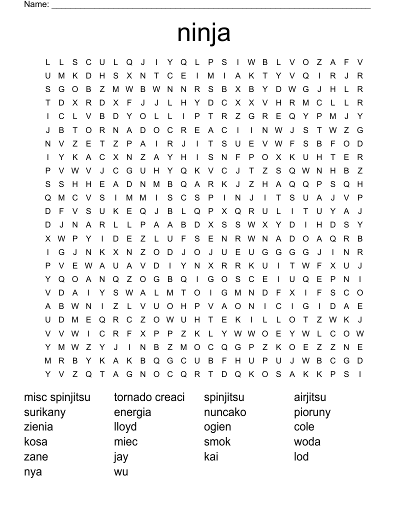 ninja Word Search