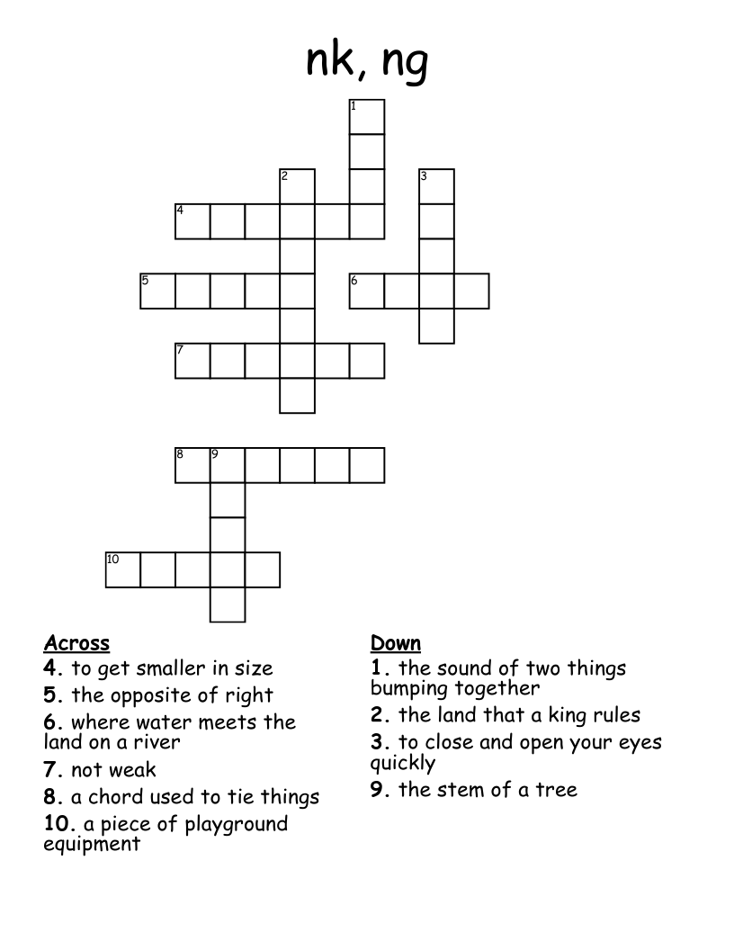 nk, ng Crossword