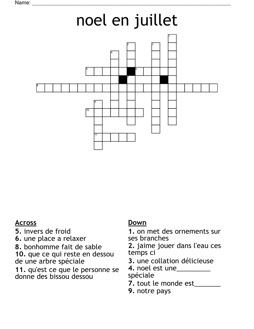 noel en juillet Crossword