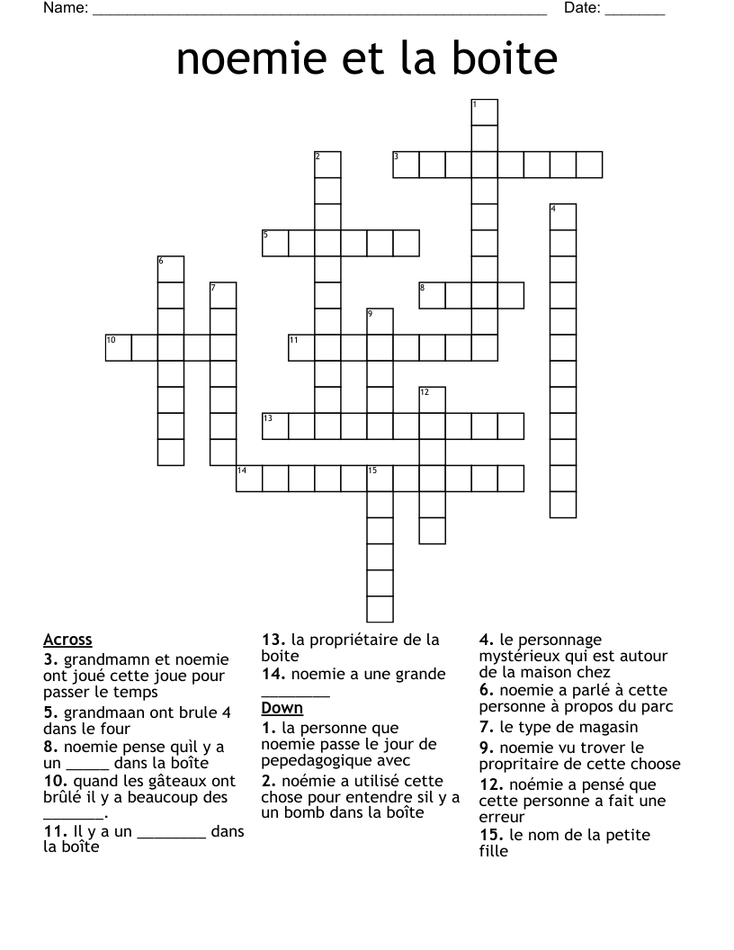 noemie et la boite Crossword