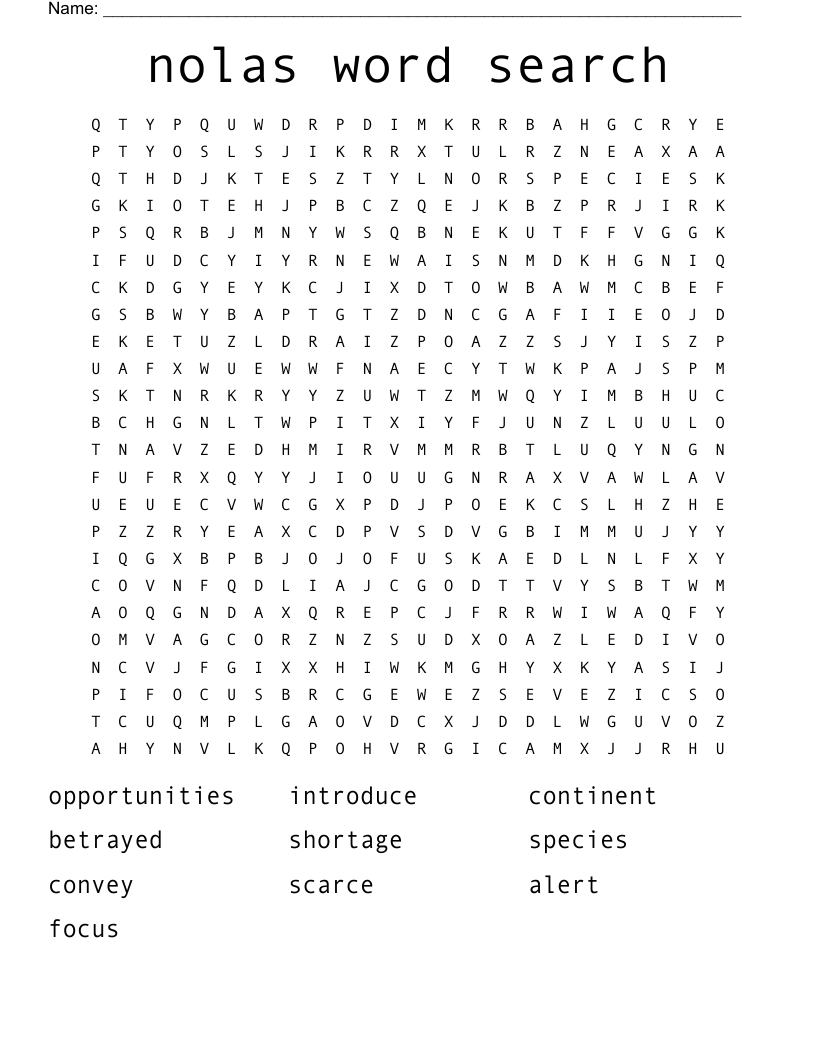 nolas word search